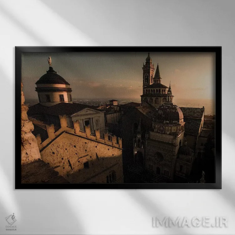 تابلو بـرگامو التا I (بخش مرتفع برگامو) اثر انزو رومانو - نمای قابدار مشکی