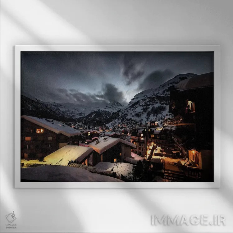 تابلو زرمات (سوئیس) اثر انزو رومانو - نمای قابدار سفید