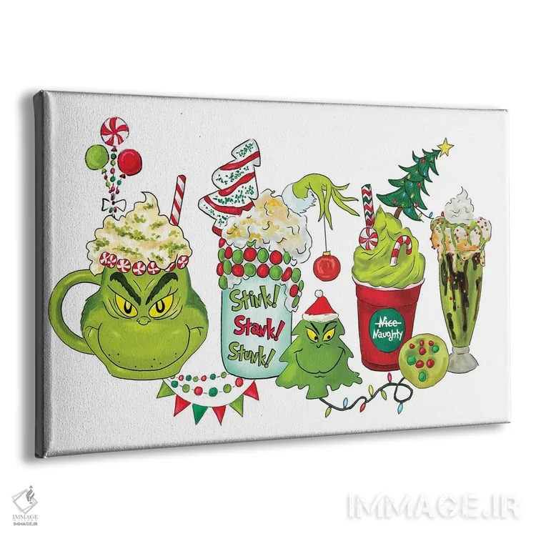 تابلو لاته گرینچ (شخصیت کریسمسی) اثر افرازی گرافیکز (استودیو طراحی) - نمای پرسپکتیو محصول