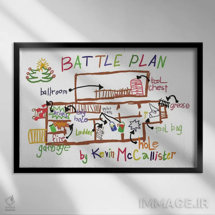 تابلو نقشهٔ نبرد تنها در خانه (فیلم) اثر افرازی گرافیکز (استودیو طراحی) - نمای قابدار مشکی