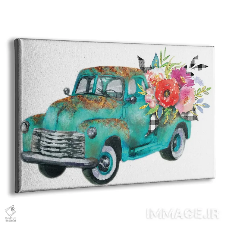 تابلو کامیون گل فیروزهای بهاری اثر افرازی گرافیکز (استودیو طراحی) - نمای پرسپکتیو محصول