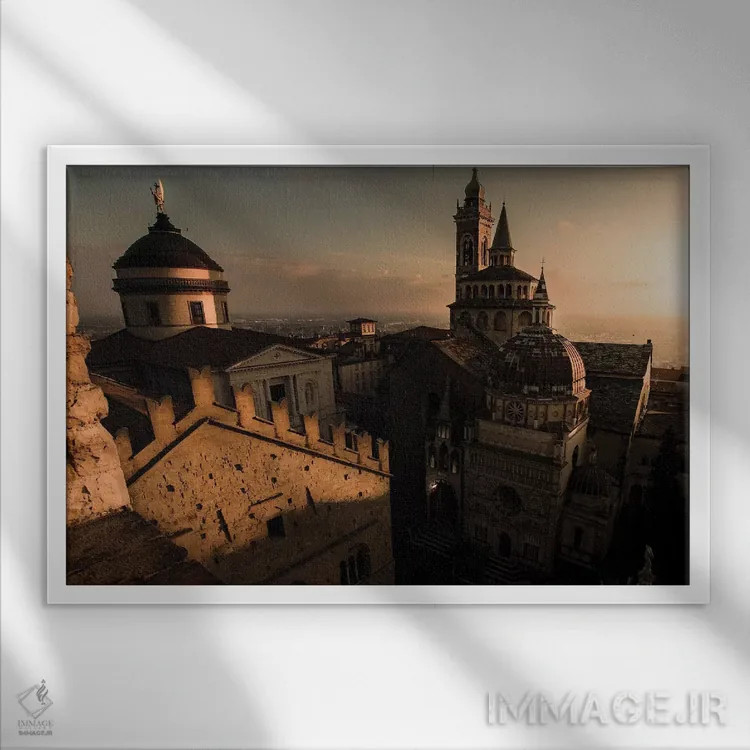 تابلو بـرگامو التا I (بخش مرتفع برگامو) اثر انزو رومانو - نمای قابدار سفید