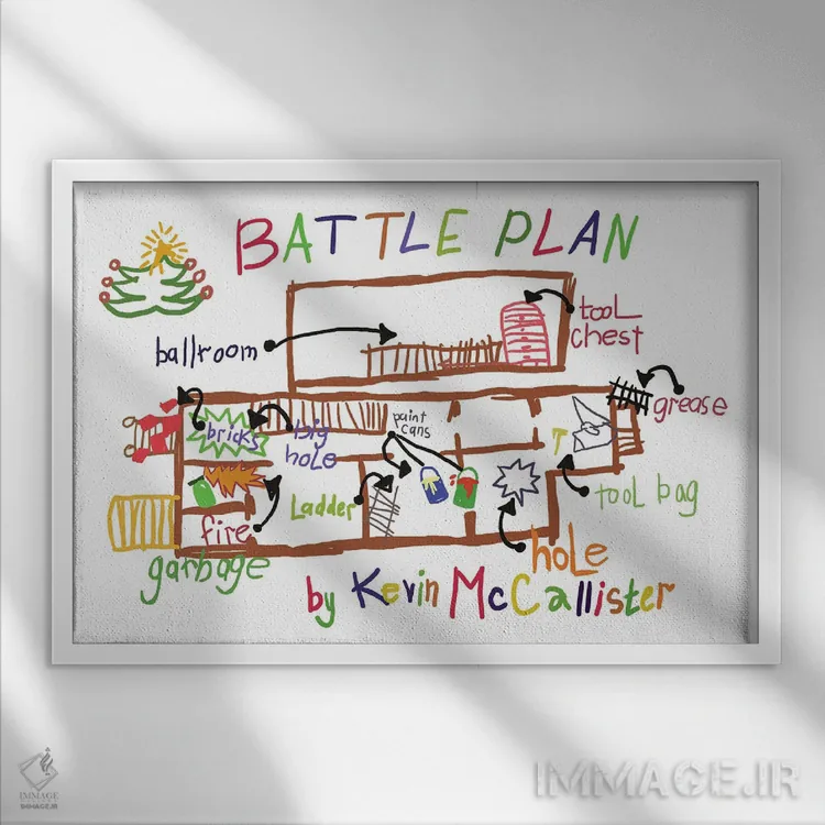 تابلو نقشهٔ نبرد تنها در خانه (فیلم) اثر افرازی گرافیکز (استودیو طراحی) - نمای قابدار سفید