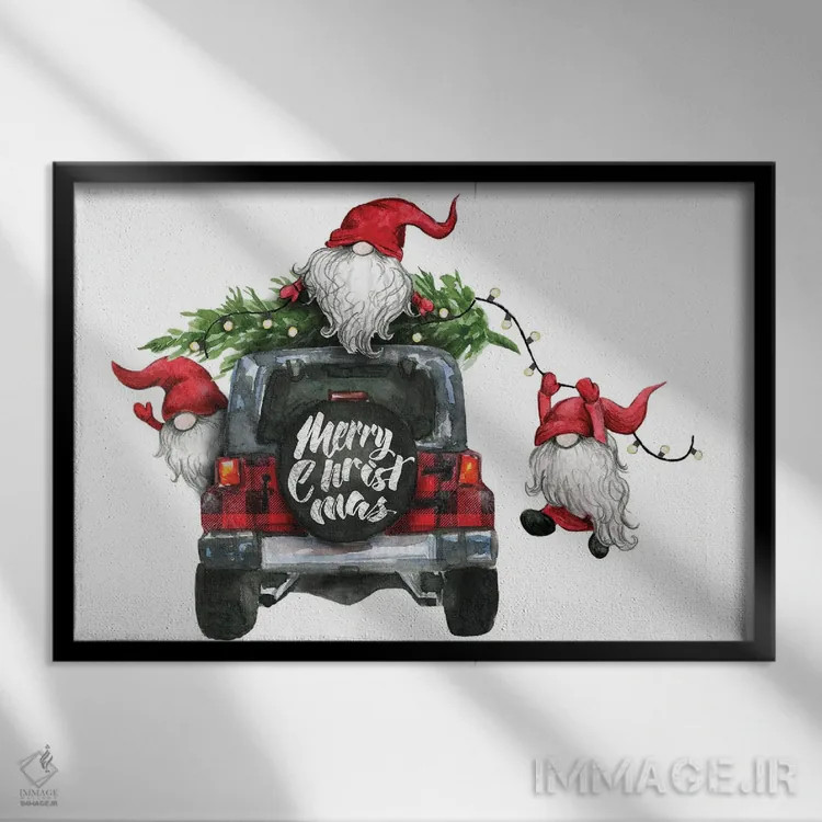تابلو کریسمس کوتولهها ۱ اثر افرازی گرافیکز (استودیو طراحی) - نمای قابدار مشکی