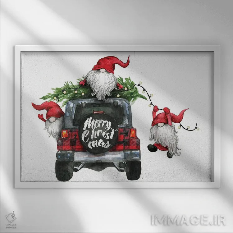 تابلو کریسمس کوتولهها ۱ اثر افرازی گرافیکز (استودیو طراحی) - نمای قابدار سفید