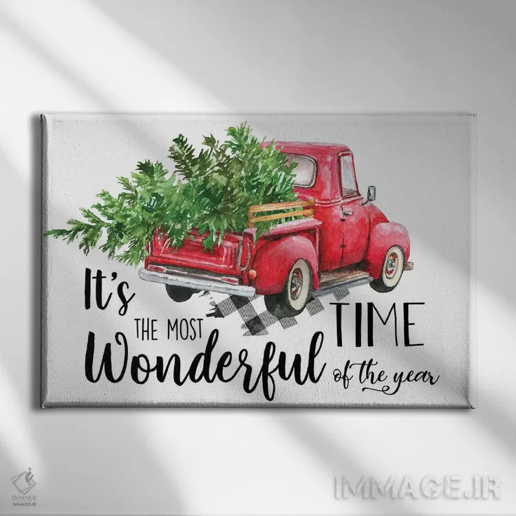 تابلو کامیون قرمز کریسمسی اثر افرازی گرافیکز (استودیو طراحی) - نمای روبهرو روی دیوار