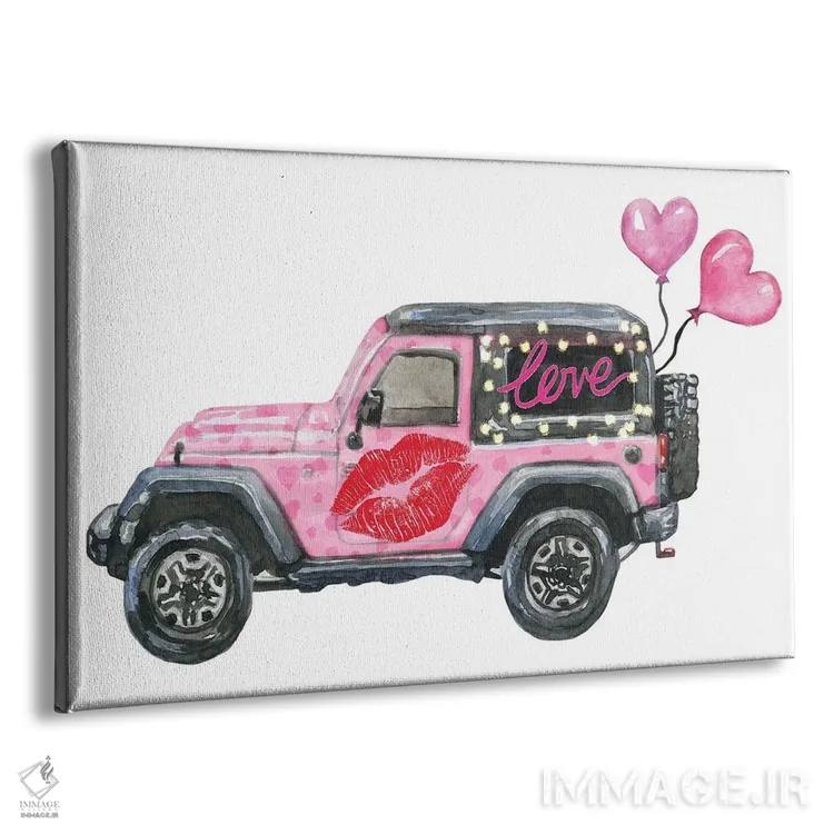 تابلو جیپ صورتی روز ولنتاین اثر افرازی گرافیکز (استودیو طراحی) - نمای پرسپکتیو محصول