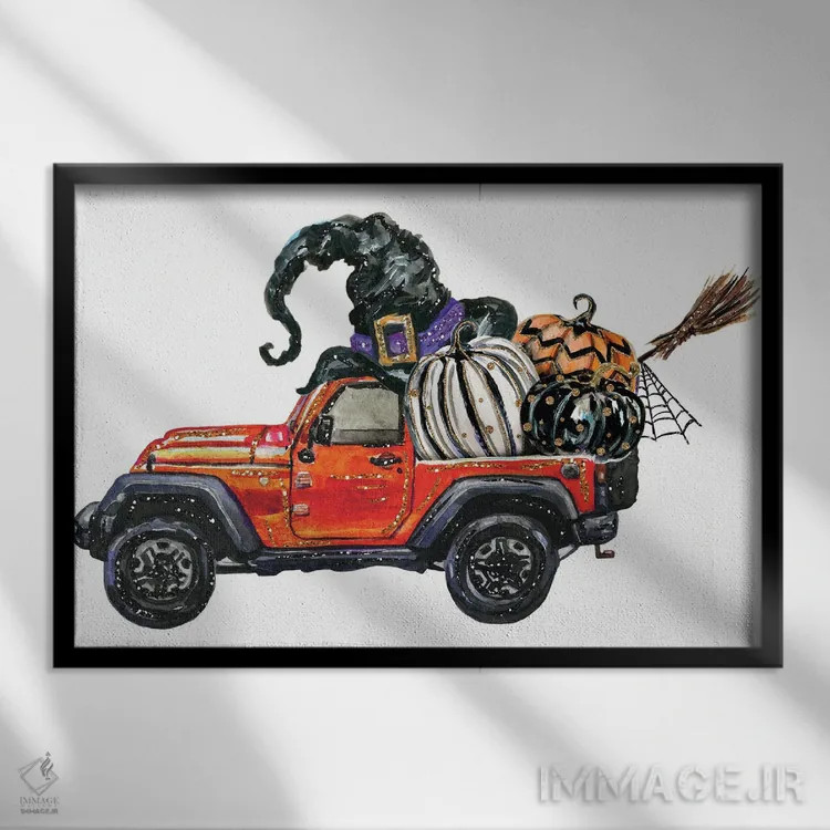 تابلو جیپ هالووینی اثر افرازی گرافیکز (استودیو طراحی) - نمای قابدار مشکی