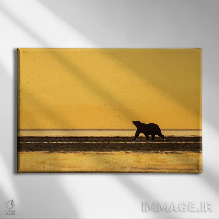 تابلو خرس گریزلی طلایی اثر اریک فیشر - نمای روبهرو روی دیوار