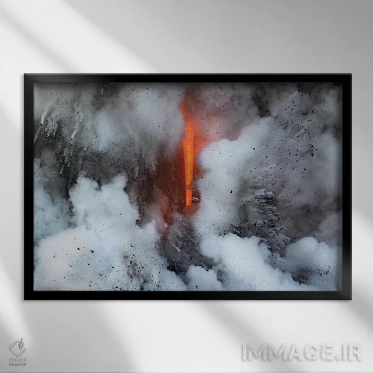 تابلو انفجار گدازه اثر اریک فیشر - نمای قابدار مشکی