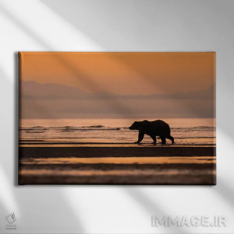 تابلو خرس نارنجی آلاسکا اثر اریک فیشر - نمای روبهرو روی دیوار