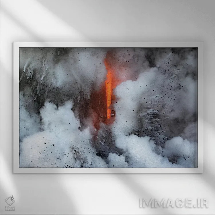 تابلو انفجار گدازه اثر اریک فیشر - نمای قابدار سفید