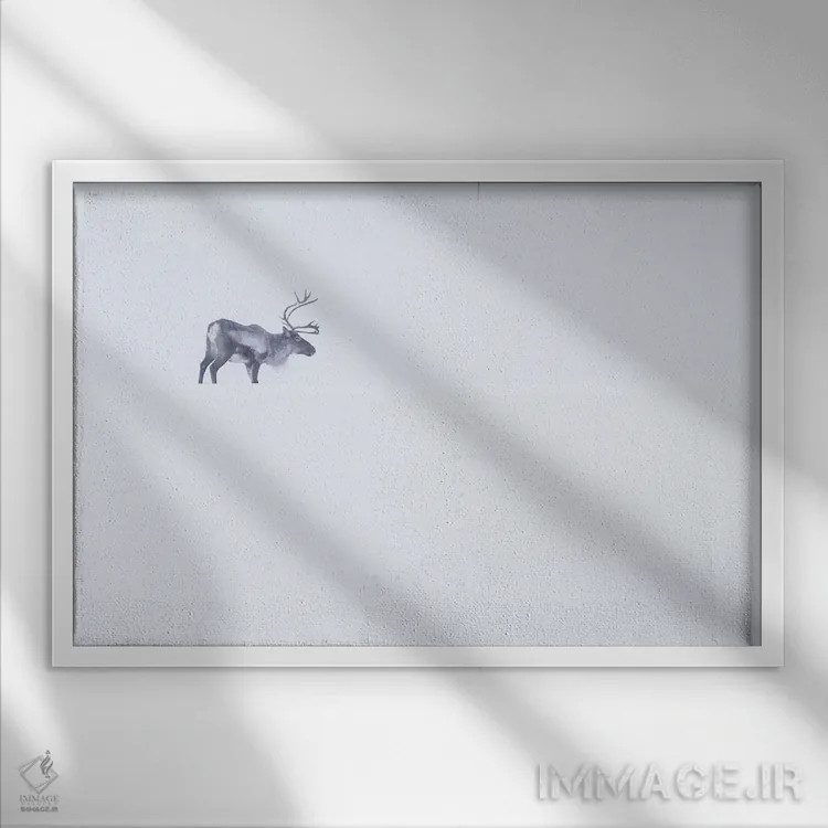 تابلو گوزن شمالی سفید اثر اریک فیشر - نمای قابدار سفید