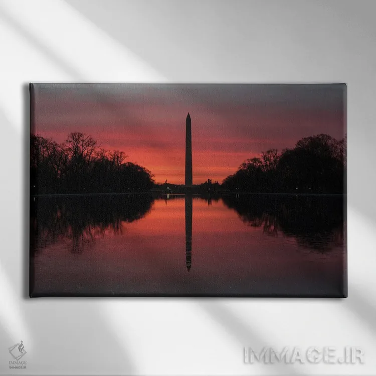 تابلو طلوع آفتاب در بناهای یادبود واشنگتن دیسی اثر اریک فیشر - نمای روبهرو روی دیوار