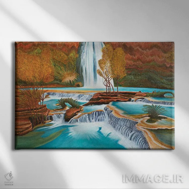 تابلو آبشار هاواسو اثر اوگنیا روسلیک - نمای روبهرو روی دیوار