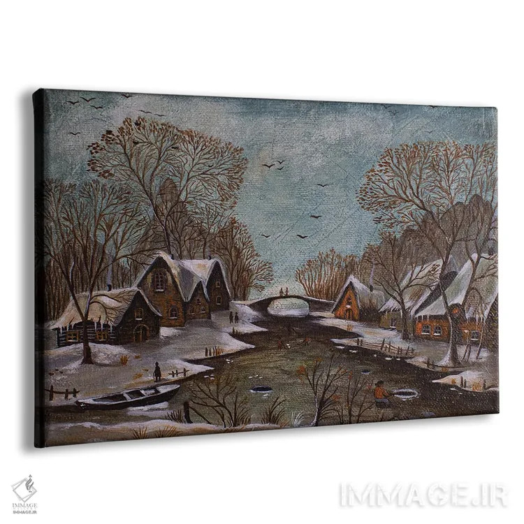 تابلو خانههای کنار رودخانه اثر اوگنیا روسلیک - نمای پرسپکتیو محصول