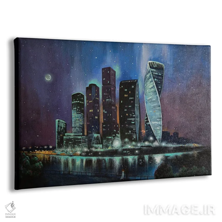 تابلو شهر شبانه اثر اوگنیا روسلیک - نمای پرسپکتیو محصول
