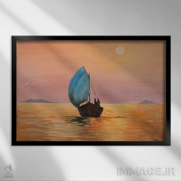 تابلو دونفر در قایق اثر اوگنیا روسلیک - نمای قابدار مشکی