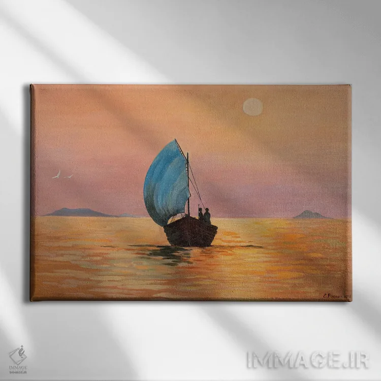 تابلو دونفر در قایق اثر اوگنیا روسلیک - نمای روبهرو روی دیوار