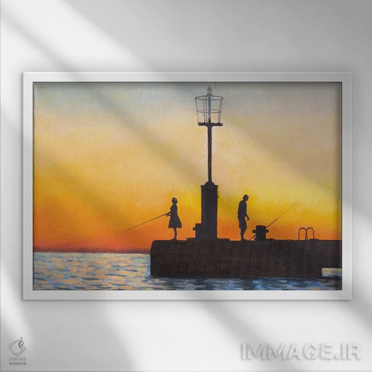 تابلو ماهیگیران اثر اوگنیا روسلیک - نمای قابدار سفید