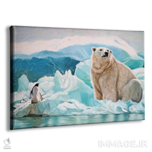 تابلو خرس قطبی و پنگوئن اثر اوگنیا روسلیک - نمای پرسپکتیو محصول
