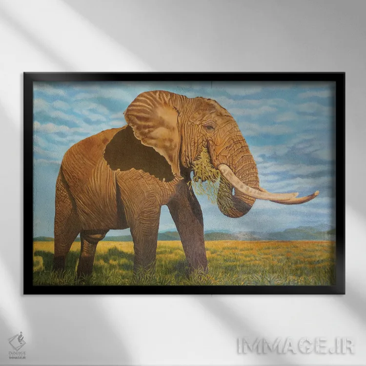 تابلو فیل اثر اوگنیا روسلیک - نمای قابدار مشکی
