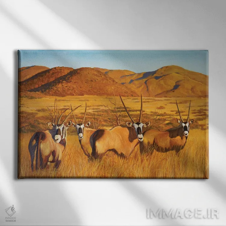 تابلو اُریکس (غزال آفریقایی) اثر اوگنیا روسلیک - نمای روبهرو روی دیوار