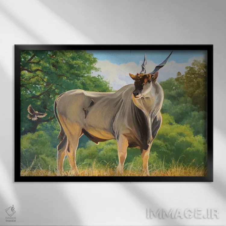 تابلو ایلند (نوعی بز کوهی آفریقایی) اثر اوگنیا روسلیک - نمای قابدار مشکی