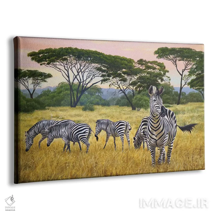 تابلو گورخرها اثر اوگنیا روسلیک - نمای پرسپکتیو محصول