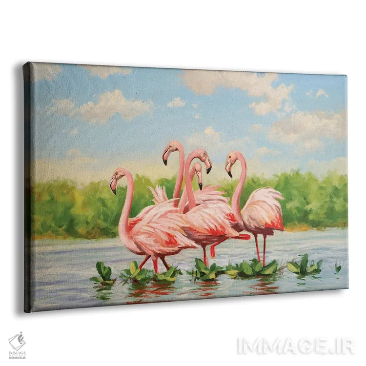 تابلو فلامینگوها اثر اوگنیا روسلیک - نمای پرسپکتیو محصول