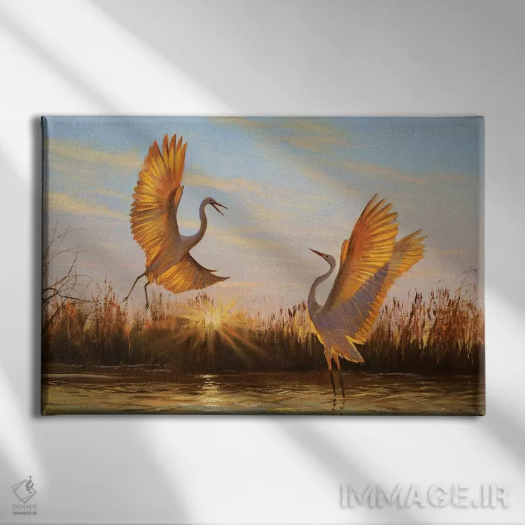 تابلو دو پرنده اثر اوگنیا روسلیک - نمای روبهرو روی دیوار