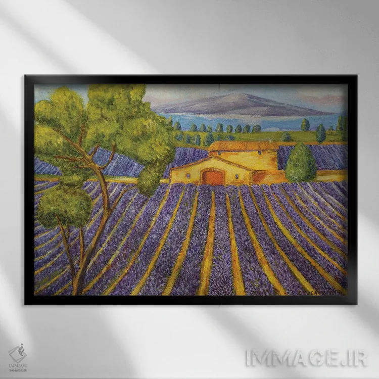 تابلو مزرعه اسطوخودوس I اثر اوگنیا روسلیک - نمای قابدار مشکی