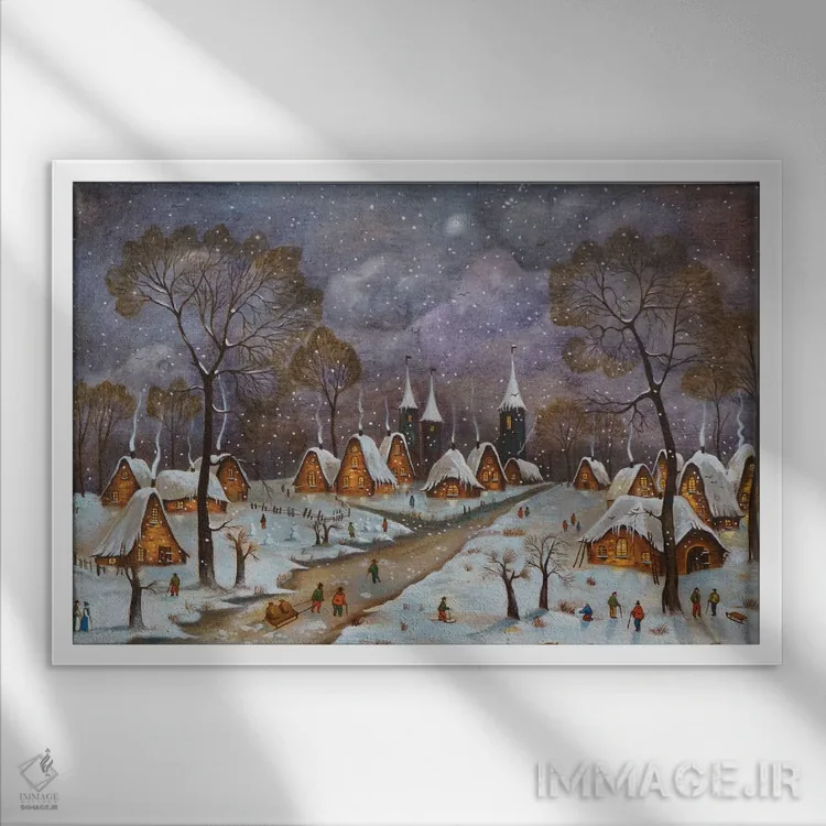 تابلو دهکده هلندی I اثر اوگنیا روسلیک - نمای قابدار سفید