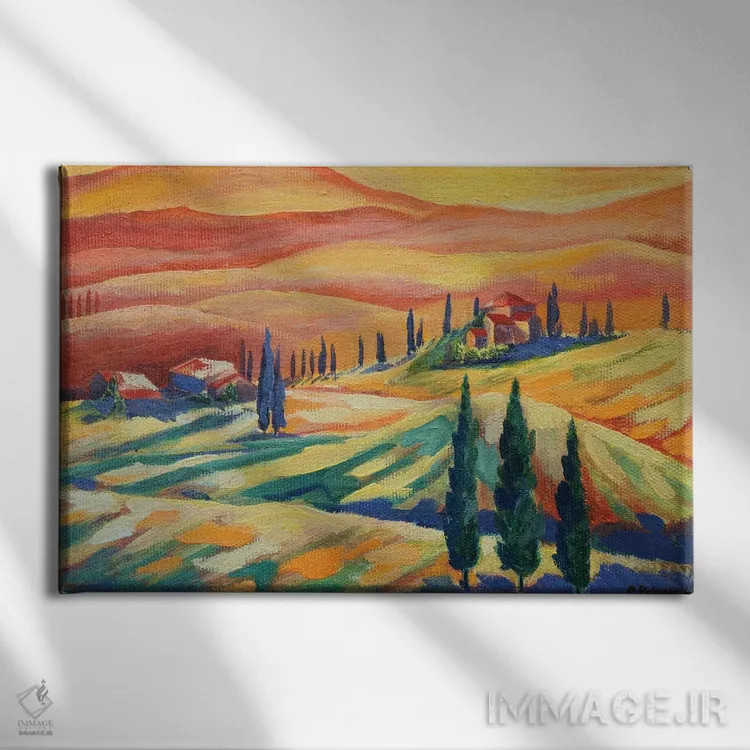 تابلو دهکده توسکانی I اثر اوگنیا روسلیک - نمای روبهرو روی دیوار