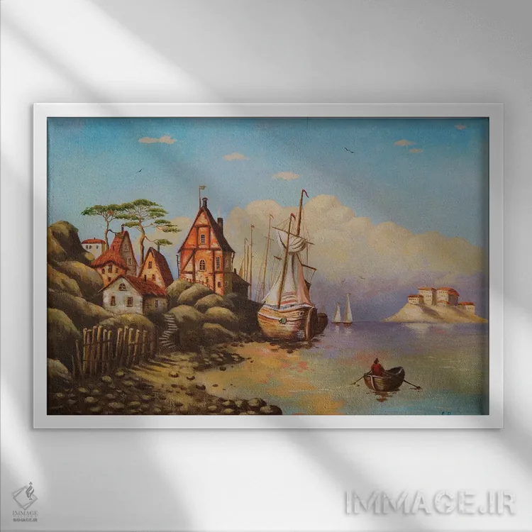 تابلو بادبانهای سفید I اثر اوگنیا روسلیک - نمای قابدار سفید