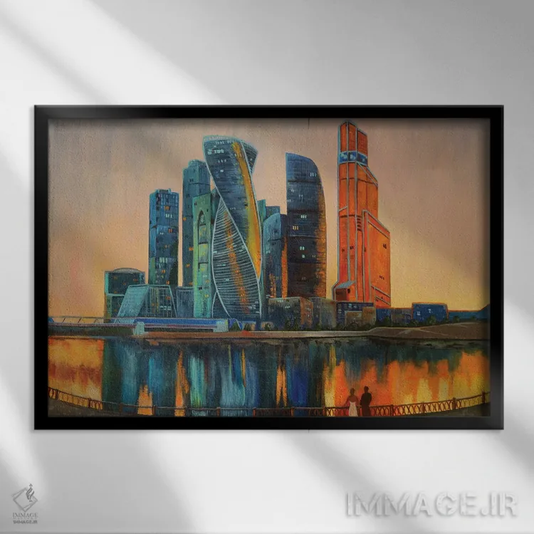 تابلو شهر مسکو I اثر اوگنیا روسلیک - نمای قابدار مشکی