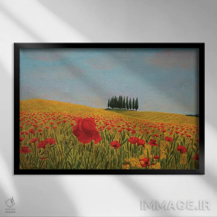 تابلو شقایق سرخ I اثر اوگنیا روسلیک - نمای قابدار مشکی