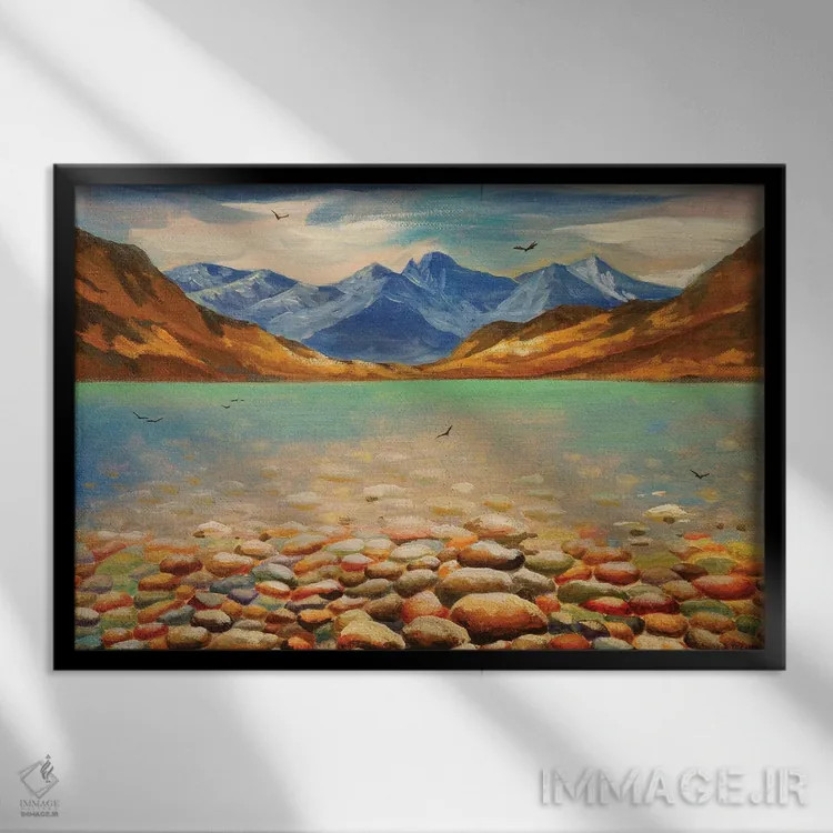 تابلو جزیره سنگی I اثر اوگنیا روسلیک - نمای قابدار مشکی