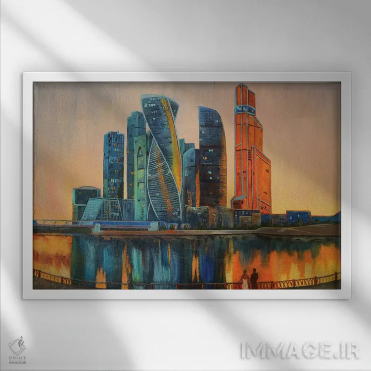 تابلو شهر مسکو I اثر اوگنیا روسلیک - نمای قابدار سفید