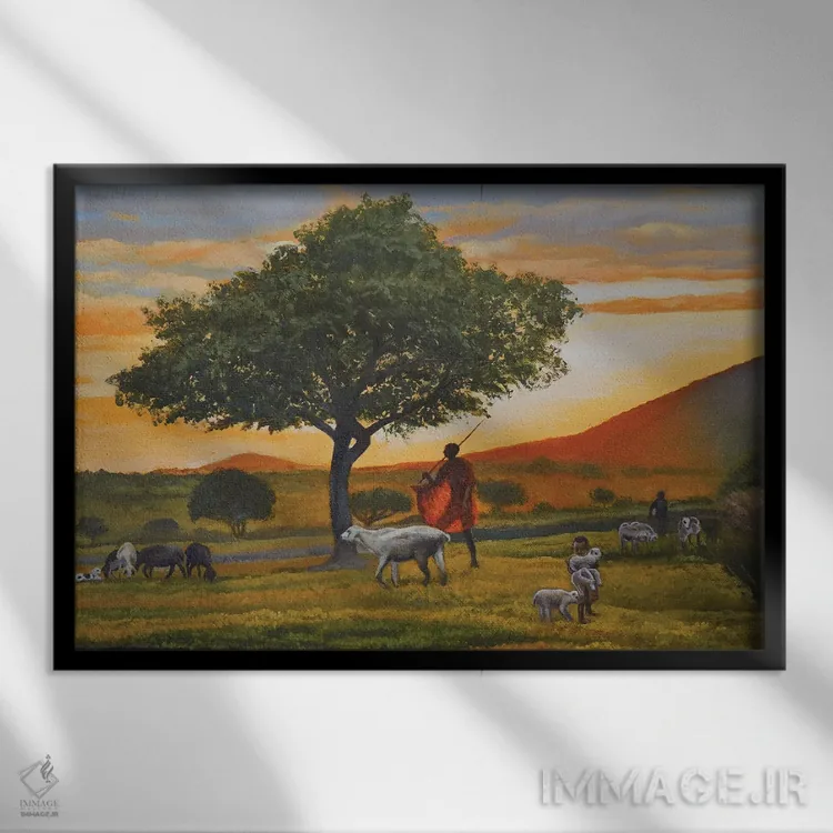 تابلو چوپانان اثر اوگنیا روسلیک - نمای قابدار مشکی