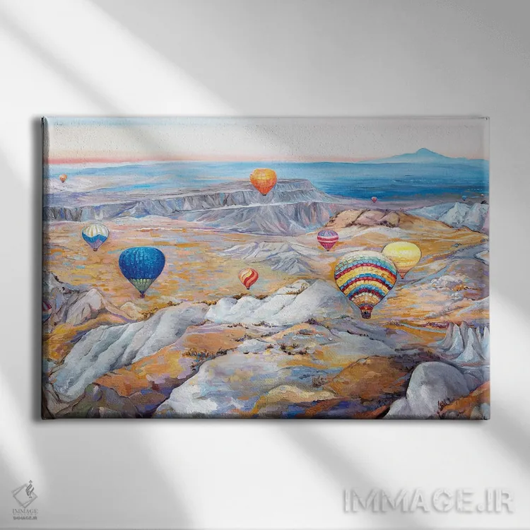 تابلو جشنواره بالونهای هوای گرم اثر اکاترینا ارمیلکینا - نمای روبهرو روی دیوار