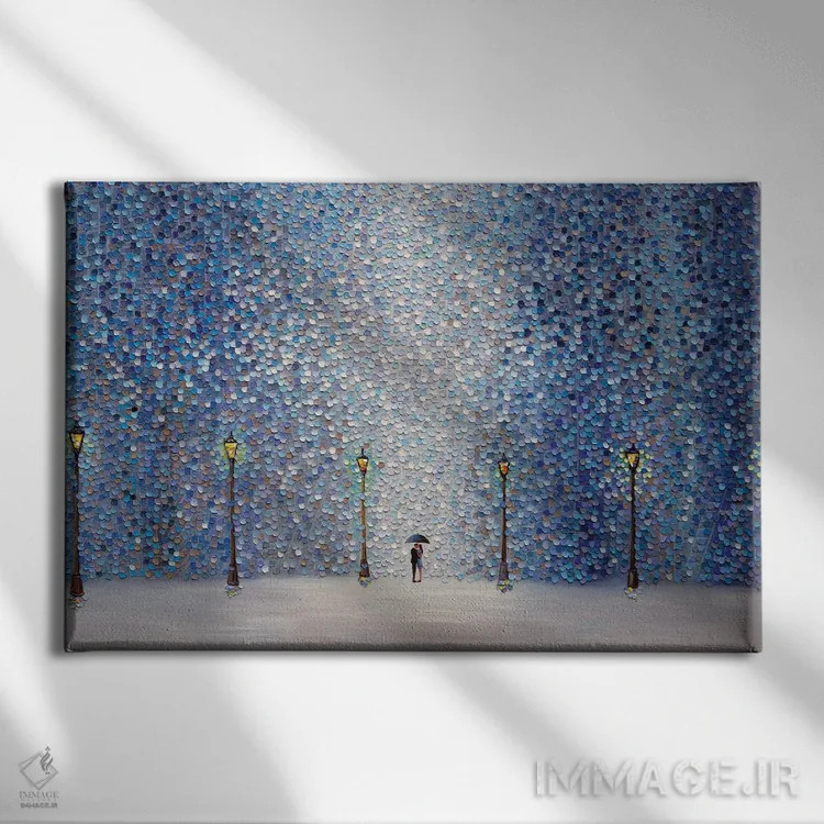 تابلو بوسه زیر باران اثر اکاترینا ارمیلکینا - نمای روبهرو روی دیوار