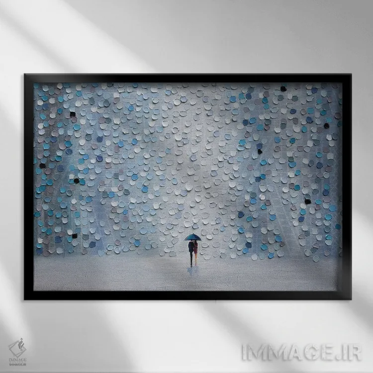تابلو رویابینی زیر باران اثر اکاترینا ارمیلکینا - نمای قابدار مشکی