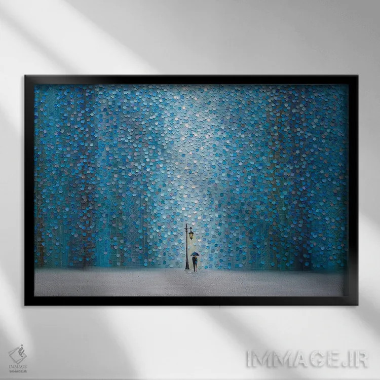 تابلو باران شبانه اثر اکاترینا ارمیلکینا - نمای قابدار مشکی