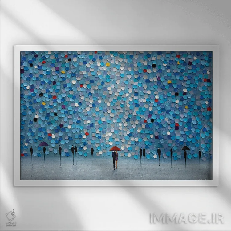 تابلو باران شاد اثر اکاترینا ارمیلکینا - نمای قابدار سفید
