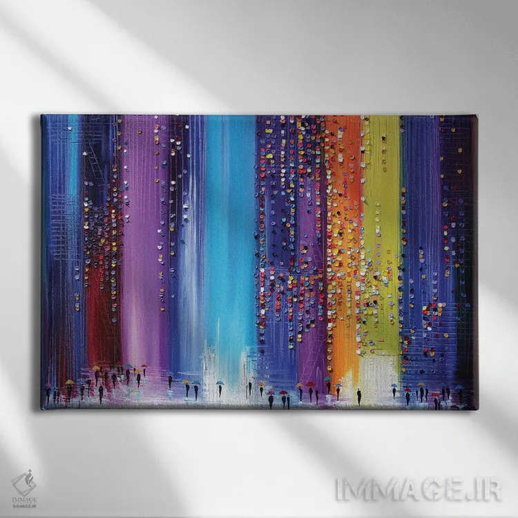 تابلو پیادهروی بارانی اثر اکاترینا ارمیلکینا - نمای روبهرو روی دیوار
