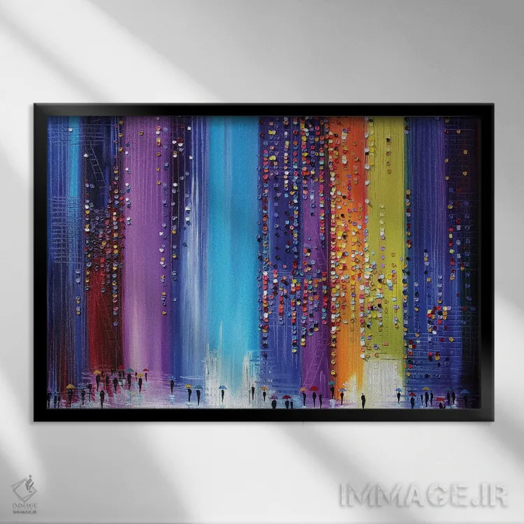 تابلو پیادهروی بارانی اثر اکاترینا ارمیلکینا - نمای قابدار مشکی