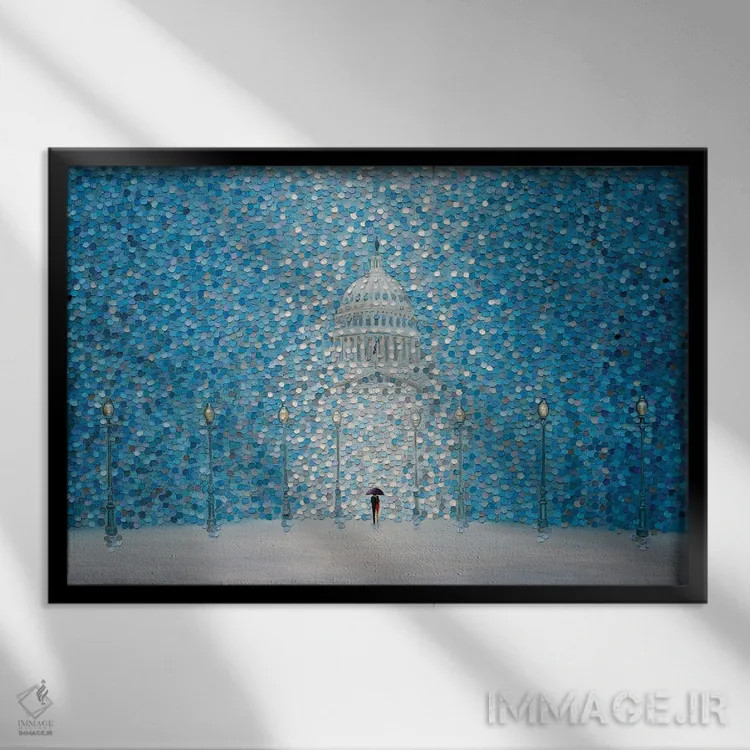 تابلو زمستان عاشقانه اثر اکاترینا ارمیلکینا - نمای قابدار مشکی