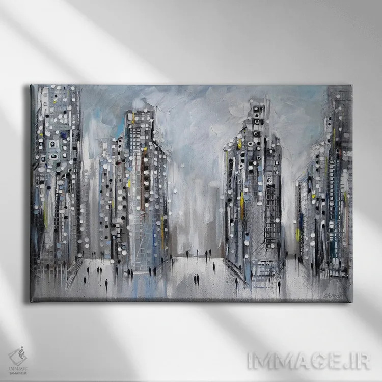 تابلو صحنهٔ خیابان شهری اثر اکاترینا ارمیلکینا - نمای روبهرو روی دیوار