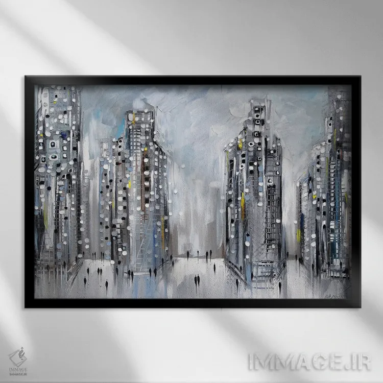 تابلو صحنهٔ خیابان شهری اثر اکاترینا ارمیلکینا - نمای قابدار مشکی